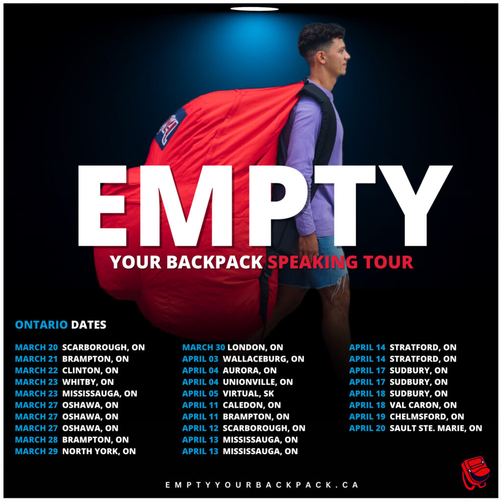 Empty Your Backpack Ontario Dates with Sam Demma